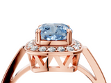Rose gold Fancy Blue Cushion  Halo Diamond Ring with Split Shank and Four-Prong Setting_63
