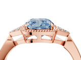 Rose gold Fancy Blue Cushion  Halo Diamond Ring with Tapered Band and Four-Prong Setting_7