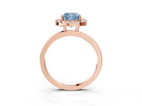 Rose gold Fancy Blue Cushion  Halo Diamond Solitaire with Pavé Band and Four-Prong Setting_117