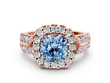Rose gold Fancy Blue Cushion  Halo Diamond Split Shank Engagement Ring with Prong Setting_27