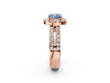 Rose gold Fancy Blue Cushion  Halo Diamond Split Shank Engagement Ring with Prong Setting_29