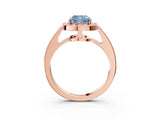 Rose gold Fancy Blue Cushion  Halo Pavé Diamond Engagement Ring with Bezel Setting_40