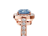 Rose gold Fancy Blue Cushion  Halo Pavé Diamond Engagement Ring with Bezel Setting_42
