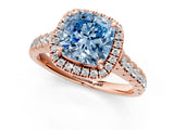 Rose gold Fancy Blue Cushion  Halo Pavé Diamond Engagement Ring with Four-Prong Setting_27