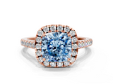 Rose gold Fancy Blue Cushion  Halo Pavé Diamond Engagement Ring with Four-Prong Setting_3