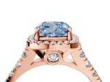 Rose gold Fancy Blue Cushion  Halo Pavé Diamond Engagement Ring with Four-Prong Setting_30