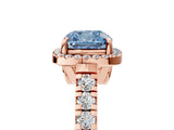 Rose gold Fancy Blue Cushion  Halo Pavé Diamond Engagement Ring with Four-Prong Setting_31