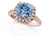 Rose gold Fancy Blue Cushion  Halo Pavé Diamond Engagement Ring with Four-Prong Setting_4