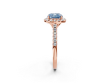 Rose gold Fancy Blue Cushion  Halo Pavé Diamond Engagement Ring with Four-Prong Setting_5