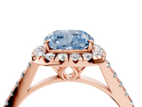 Rose gold Fancy Blue Cushion  Halo Pavé Diamond Engagement Ring with Four-Prong Setting_7