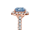 Rose gold Fancy Blue Cushion  Halo Pavé Diamond Engagement Ring with Four-Prong Setting_8