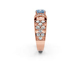 Rose gold Fancy Blue Cushion  Halo Pave Diamond Engagement Ring with Milgrain Detailing_50