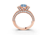 Rose gold Fancy Blue Cushion  Halo Pave Diamond Engagement Ring with Milgrain Detailing_51