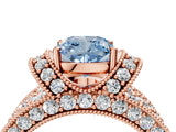 Rose gold Fancy Blue Cushion  Halo Pave Diamond Engagement Ring with Milgrain Detailing_52
