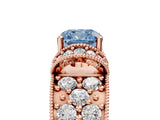 Rose gold Fancy Blue Cushion  Halo Pave Diamond Engagement Ring with Milgrain Detailing_53