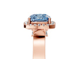 Rose gold Fancy Blue Cushion  Halo Pave Split Shank Prong Setting Ring_104
