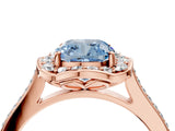 Rose gold Fancy Blue Cushion  Halo Round Diamond Pave Band with Four-Prong Setting_42