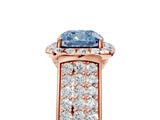 Rose gold Fancy Blue Cushion  Halo Round Diamond Pave Band with Prong Setting_17