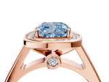 Rose gold Fancy Blue Cushion  Halo Solitaire Diamond Ring with Pave Band and Bezel Setting_52