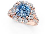 Rose gold Fancy Blue Cushion  Halo Split Shank Diamond Engagement Ring with Pave Band and Four-Prong Setting_55