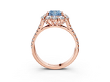 Rose gold Fancy Blue Cushion  Halo Split Shank Diamond Engagement Ring with Pave Band and Four-Prong Setting_57