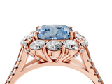 Rose gold Fancy Blue Cushion  Halo Split Shank Diamond Engagement Ring with Pave Band and Four-Prong Setting_58