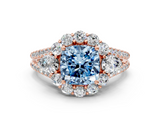 Rose gold Fancy Blue Cushion  Halo Split Shank Diamond Engagement Ring with Prong Setting_20