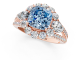 Rose gold Fancy Blue Cushion  Halo Split Shank Diamond Engagement Ring with Prong Setting_21