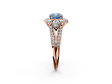 Rose gold Fancy Blue Cushion  Halo Split Shank Diamond Engagement Ring with Prong Setting_22
