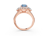 Rose gold Fancy Blue Cushion  Halo Split Shank Diamond Engagement Ring with Prong Setting_23