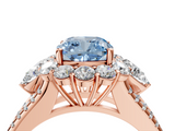 Rose gold Fancy Blue Cushion  Halo Split Shank Diamond Engagement Ring with Prong Setting_24