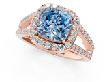 Rose gold Fancy Blue Cushion  Halo Split Shank Diamond Ring with Four-Prong Setting_33