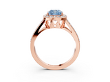 Rose gold Fancy Blue Cushion  Halo Split Shank Diamond Ring with Four-Prong Setting_35