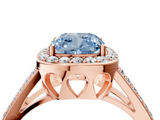 Rose gold Fancy Blue Cushion  Halo Split Shank Diamond Ring with Four-Prong Setting_36