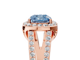Rose gold Fancy Blue Cushion  Halo Split Shank Diamond Ring with Four-Prong Setting_37