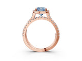 Rose gold Fancy Blue Cushion  Halo Split Shank Diamond Ring with Pavé Setting 3