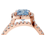 Rose gold Fancy Blue Cushion  Halo Split Shank Diamond Ring with Pavé Setting 4