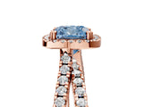 Rose gold Fancy Blue Cushion  Halo Split Shank Diamond Ring with Pavé Setting 5