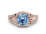 Rose gold Fancy Blue Cushion  Halo Split Shank Diamond Ring with Prong Setting_20