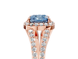 Rose gold Fancy Blue Cushion  Halo Split Shank Diamond Ring with Prong Setting_25