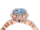 Rose gold Fancy Blue Cushion  Halo Twist Band Solitaire Ring with Six-Prong Setting_36