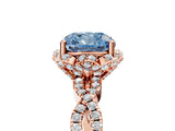 Rose gold Fancy Blue Cushion  Halo Twist Band Solitaire Ring with Six-Prong Setting_37