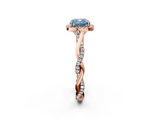 Rose gold Fancy Blue Cushion  Halo Twist Band Solitaire Ring_22