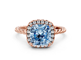 Rose gold Fancy Blue Cushion  Halo Twisted Band Four-Prong Diamond Ring_20