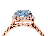 Rose gold Fancy Blue Cushion  Halo Twisted Band Four-Prong Diamond Ring_24