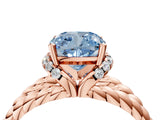 Rose gold Fancy Blue Cushion  Halo Twisted Band Four-Prong Ring_36