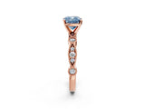 Rose gold Fancy Blue Cushion  Milgrain Bezel Diamond Engagement Ring with Solitaire Prong Setting_169
