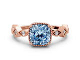 Rose gold Fancy Blue Cushion  Milgrain Marquise Diamond Twist Band Ring_62