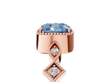 Rose gold Fancy Blue Cushion  Milgrain Marquise Diamond Twist Band Ring_67