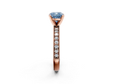 Rose gold Fancy Blue Cushion  Milgrain Pave Diamond Engagement Ring with Four-Prong Setting_175